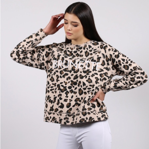 1 LEFT❗️ NEW BRUNETTE THE LABEL CHEETAH CREW - Picture 1 of 7